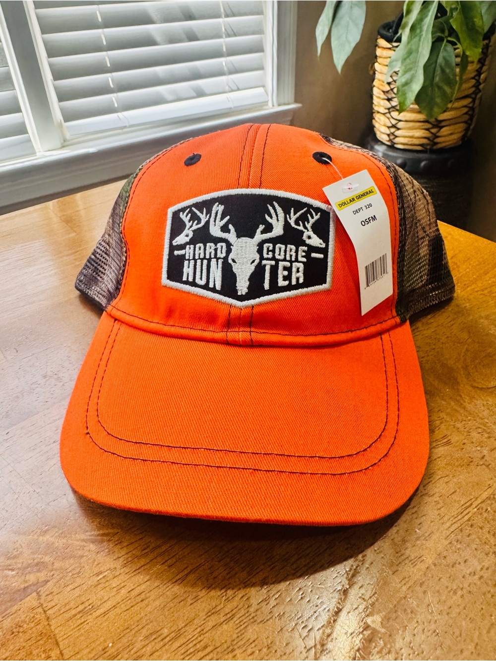 NWT! Bright Orange 'Hard Core Hunter' Trucker Hat w Camo Mesh